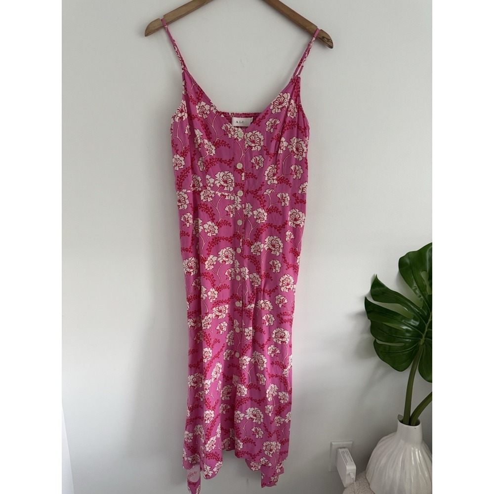 A.L.C. Pink Floral Marissa Midi Dress 10 Petite